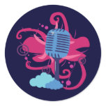 Microphone Art Explosion Round Stickers
