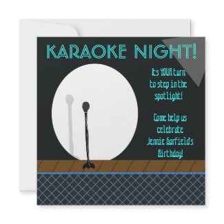 Microphone in Spotlight Karaoke Night Invitation invitation