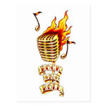 Microphone on fire postcards