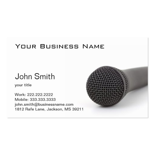 Microphone on the Floor business card (front side)
