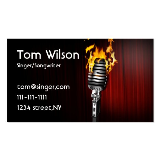 microphone singer music  Business card (front side)