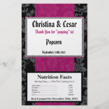 Microwave Popcorn Wrapper Black Floral Hot Pink St Flyers