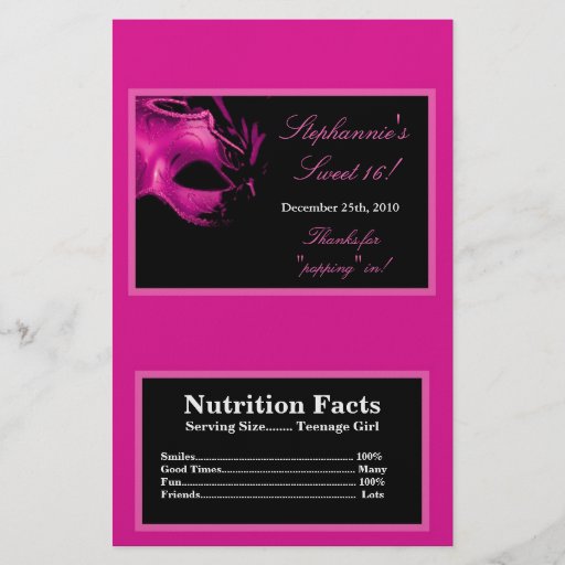 Microwave Popcorn Wrapper Sweet 16 Hot Pink Black Flyer | Zazzle Microwave Popcorn Wrapper Sweet 16 Hot Pink Black Flyer | Zazzle