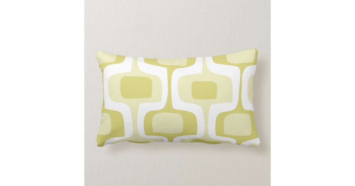 Mid-Century Gray Yellow Connect Box Retro Pattern Lumbar Pillow Zazzle