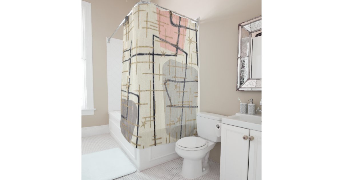 Mid Century Modern Abstract Fabric Shower Curtain Zazzle