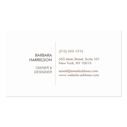Mid-Century Modern Architectural Logo II on White Business Card (back side)