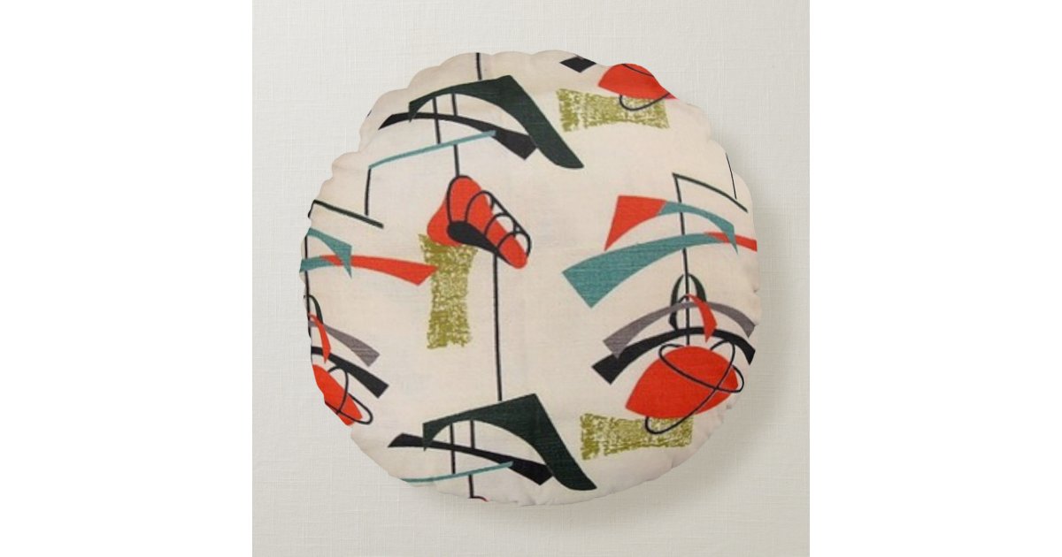 Mid Century Modern Atomic Fabric Round Pillow Zazzle