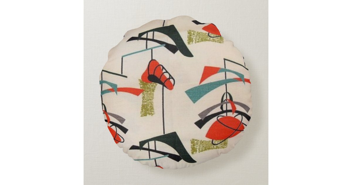 Mid Century Modern Atomic Fabric Round Pillow Zazzle