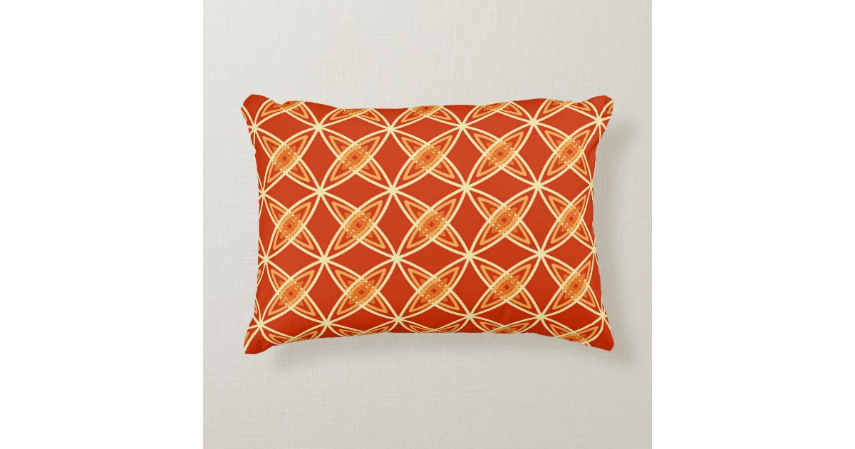 Mid Century Modern Atomic Print - Mandarin Orange Accent Pillow Zazzle