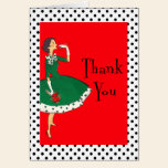 Mid Century Modern Girl Retro Holiday Thank You cards