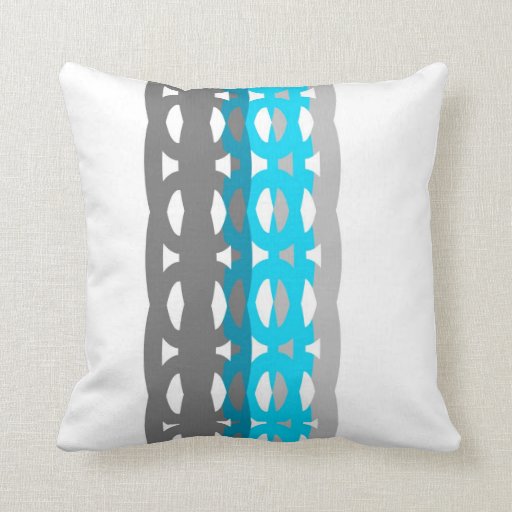 mid century style pillow turquoise and gray design Zazzle