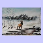 Mid winter Elk in snow Print posters