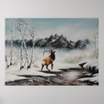 Mid winter Elk in snow Print