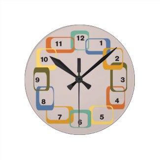 Midcentury Modern Retro Shapes Clock