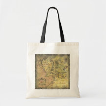Middle Earth Map Tote Bags