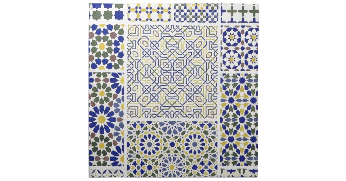Middle Eastern Tile Patterns in Blue and Yellow Napkin Zazzle