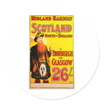 Midland Railway Scotland Bagpipe Kilt Travel Art Sticker