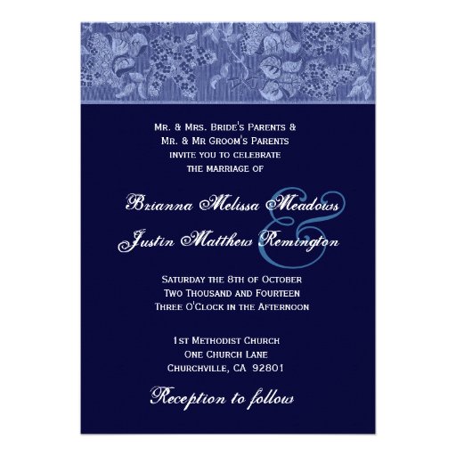 Midnight and Blue Vintage Wedding Template Invitations