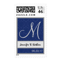 MIDNIGHT and SILVER Wedding Names Monogram Stamp