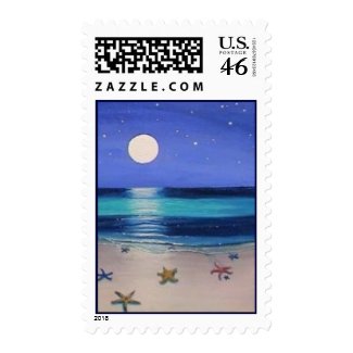 Midnight Beach Postage Stamp stamp