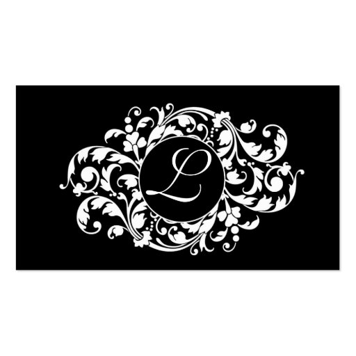 Midnight Blossom-BLACK with Monogram Business Cards (back side)