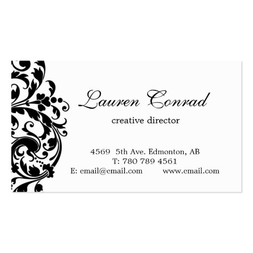 Midnight Blossom-white with Monogram Business Card
