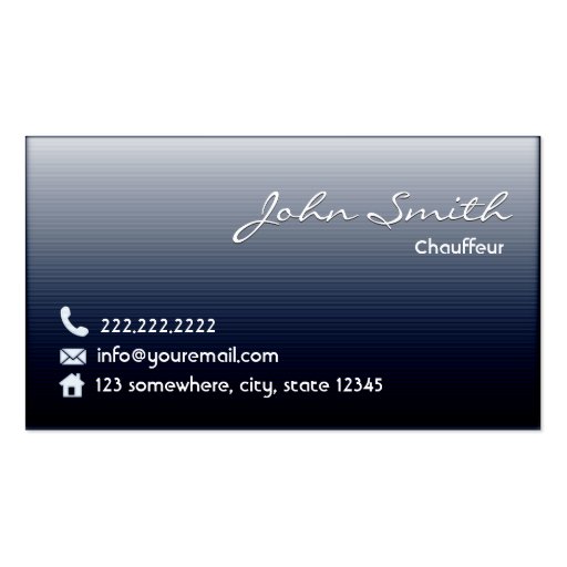 Midnight Blue Chauffeur Business Card (front side)