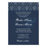 Midnight Blue Damask Wedding Custom Invites