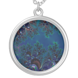 Midnight Blue Frost Crystals Fractal Jewelry