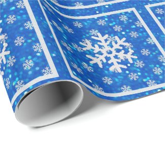 Midnight Blue Glitz : Snowflakes Wrapping Paper