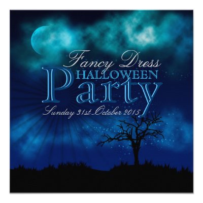Midnight Blue Halloween Nightsky Invitation