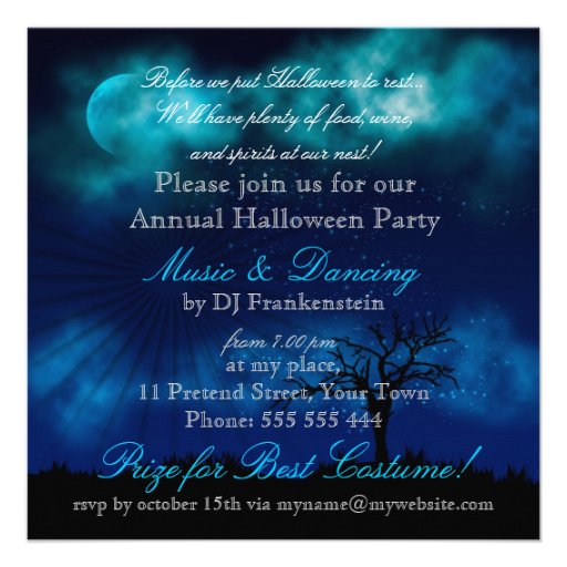 Midnight Blue Halloween Nightsky Invitation