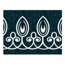 Midnight Blue Medieval Brocade Save the Date Postcard