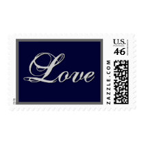 MIDNIGHT BLUE & SILVER Love Wedding Stamp