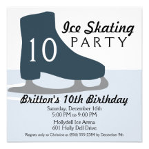 Midnight Blue Skate Date Ice Skating Party Invitation
