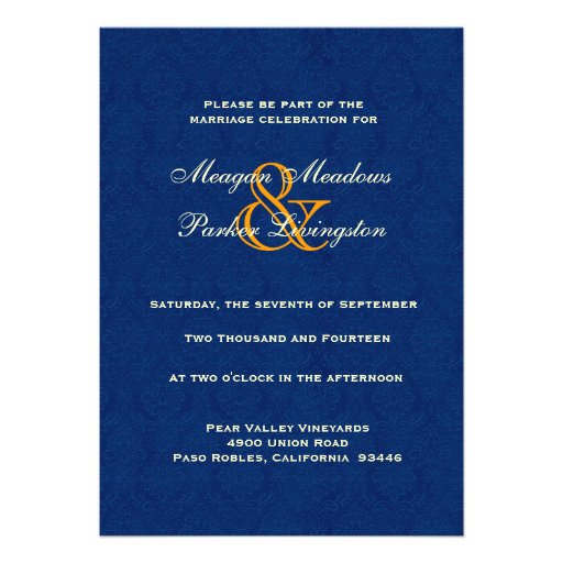Midnight Damask Wedding R107 Invitation