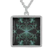 Midnight Firefly Ballet Fractal Necklace