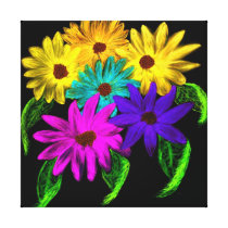 "Midnight Flowers" Pillow by Tawny's  Uniques Canvas Prints