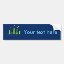 Midnight Forest with Trees Stars and Moon Car Bumper Sticker