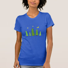 Midnight Forest with Trees Stars and Moon T Shirt
