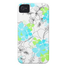 Midnight Garden Hawaiian Hibiscus iPhone 4 Cases