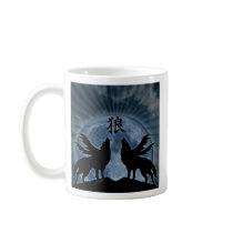 Midnight Howl (Wolf Kanji) Mug by PulseDragon Midnight Howl (Wolf Kanji) Mug