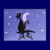 Midnight Kitty Postcard