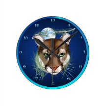 Midnight Mountain Lion Wallclock