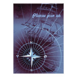 Midnight Nautical Compass Sailing Ships Personalized Invitation