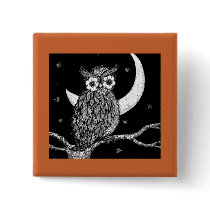 Midnight Owl Square Pin - Customized buttons