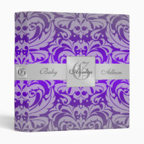 Midnight Purple Damask Baby Album Binder