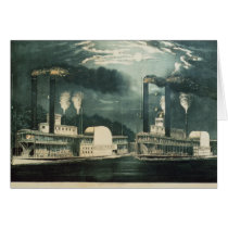 Midnight Race on the Mississippi, 1875 Greeting Card