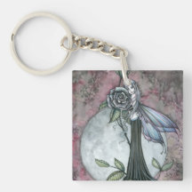 Midnight Rose Fairy Fantasy Art Molly Harrison Acrylic Key Chain