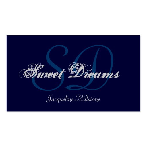 Midnight & Silver Custom Monogram Business Card (front side)
